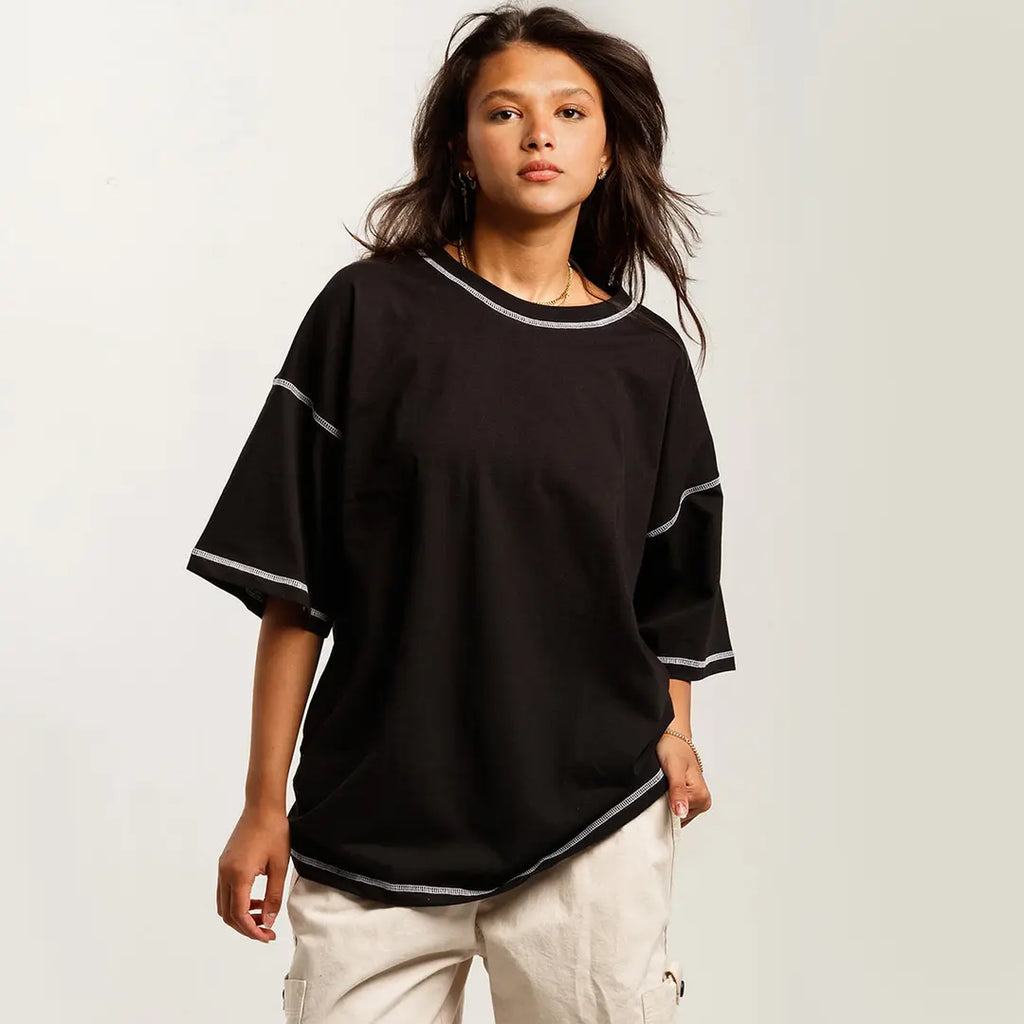 Custom stitched oversized T-shirt with personalized printed design