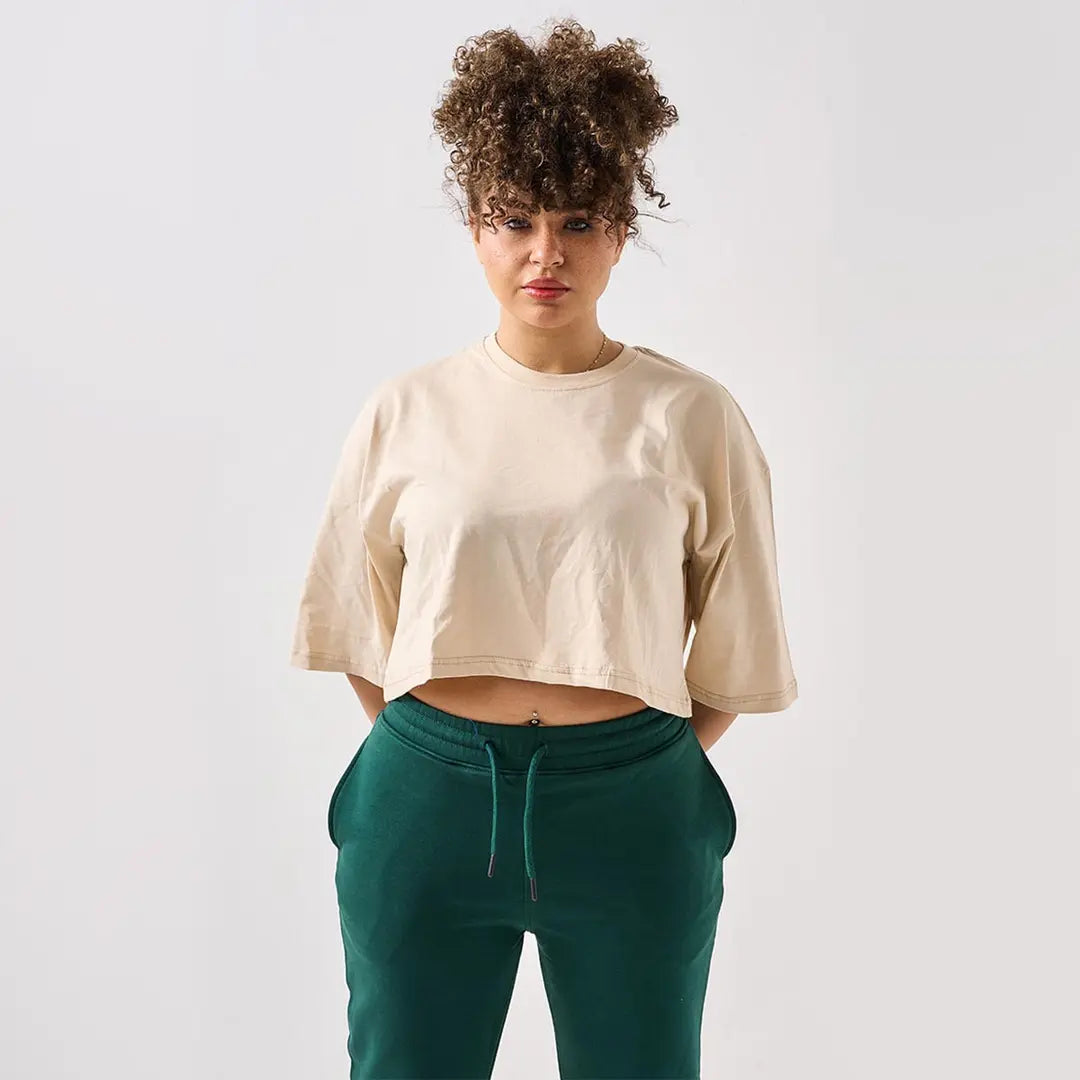 Print-on-demand cropped oversized T-shirt