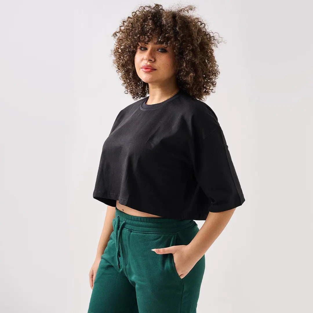 Print-on-demand cropped oversized T-shirt