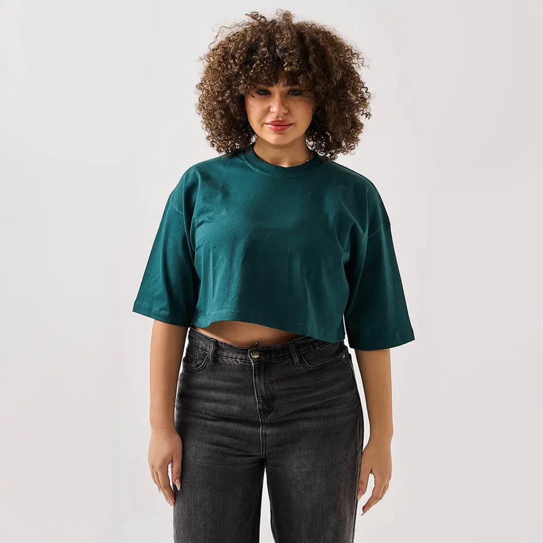 Print-on-demand cropped oversized T-shirt
