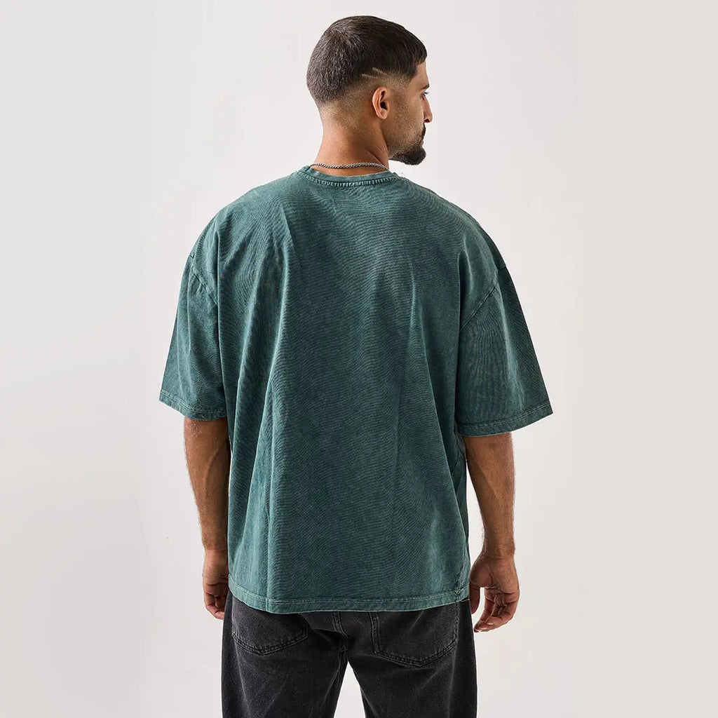 Print-on-demand washed T-shirt with high-quality print