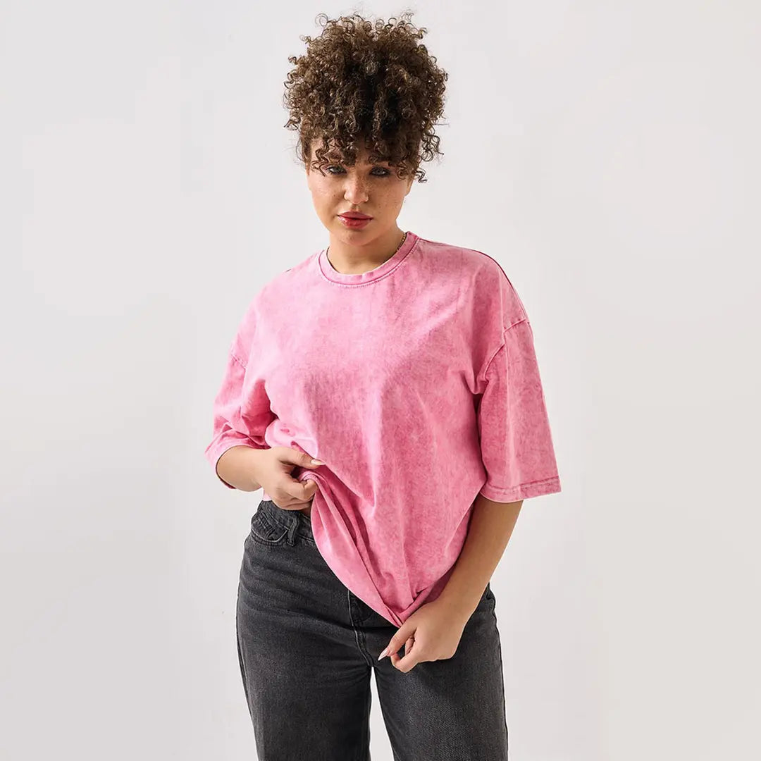 Print-on-demand washed T-shirt with high-quality print