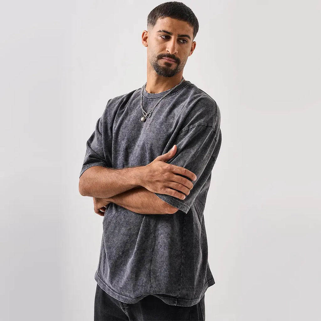 Print-on-demand washed T-shirt with high-quality print