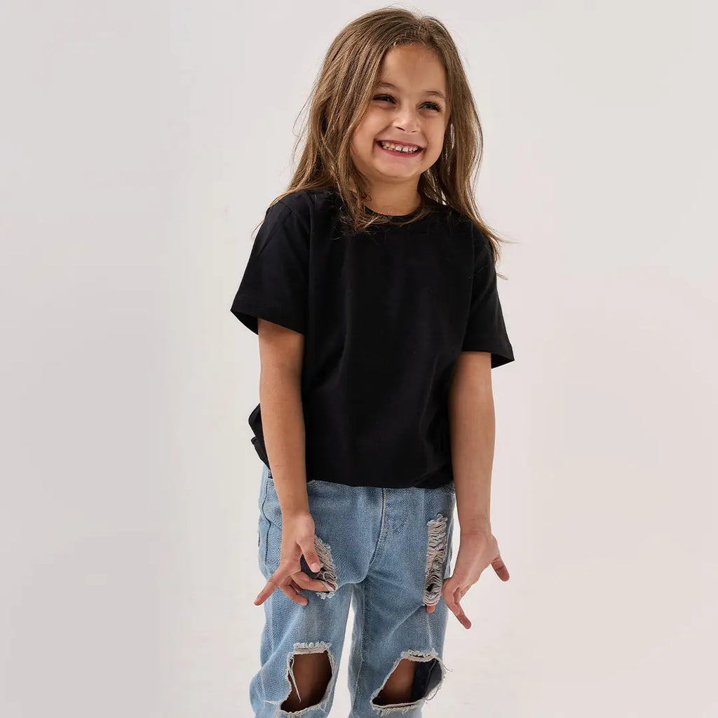 Blank kids' T-shirt for custom printing.