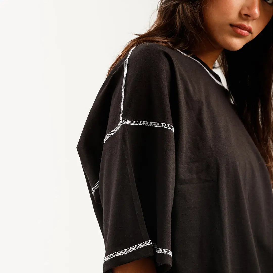 Custom stitched oversized T-shirt with personalized printed design