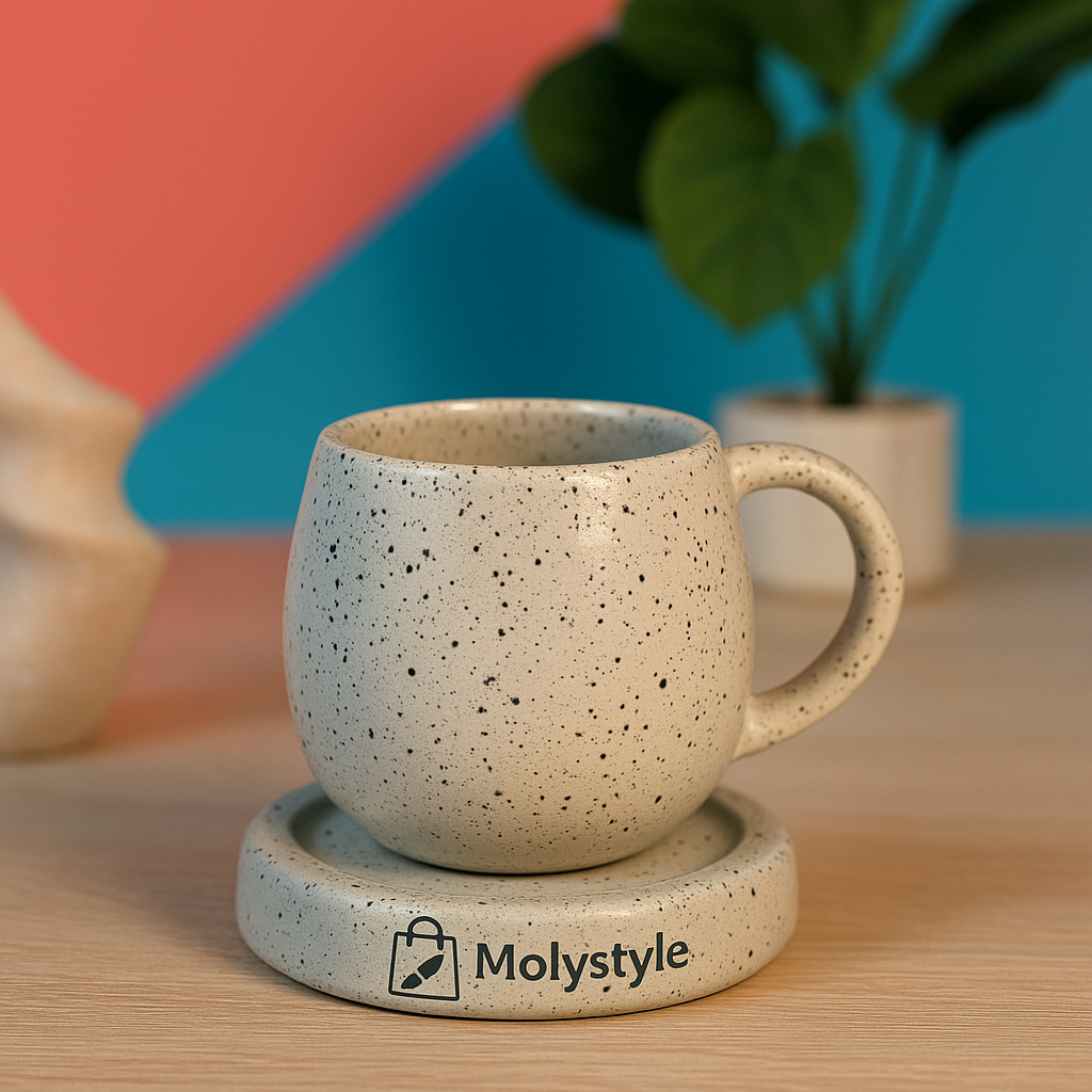 Molystyle – Trendy Handmade Pottery Mug with Coaster