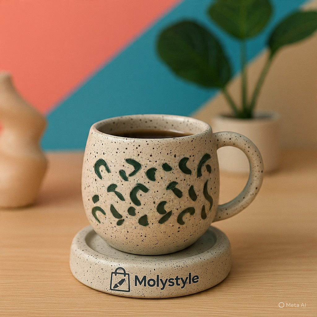 Molystyle – Trendy Handmade Pottery Mug with Coaster