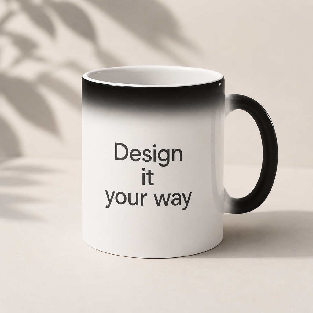Custom magic mug with personalized heat-reveal design