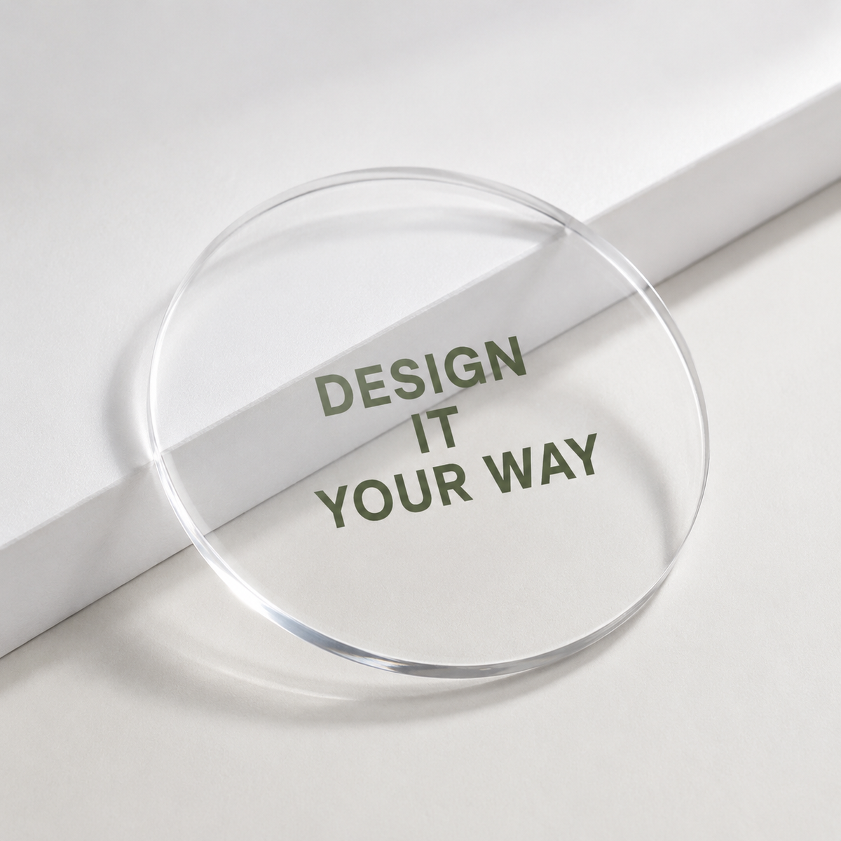 Custom round acrylic coaster with personalized printed design