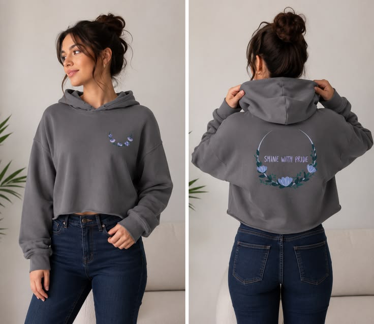 Custom cropped oversized hoodie with personalized printed design