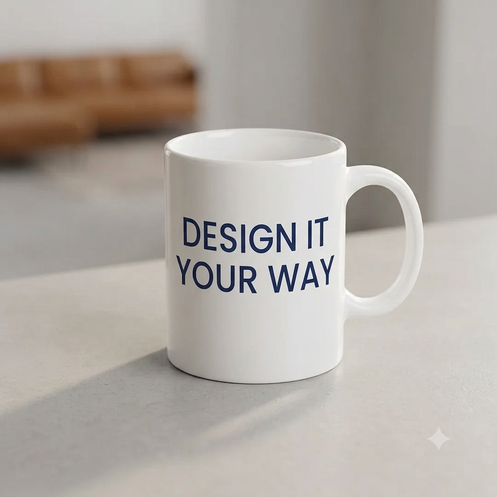 Custom mug with personalized photo, name, or logo design