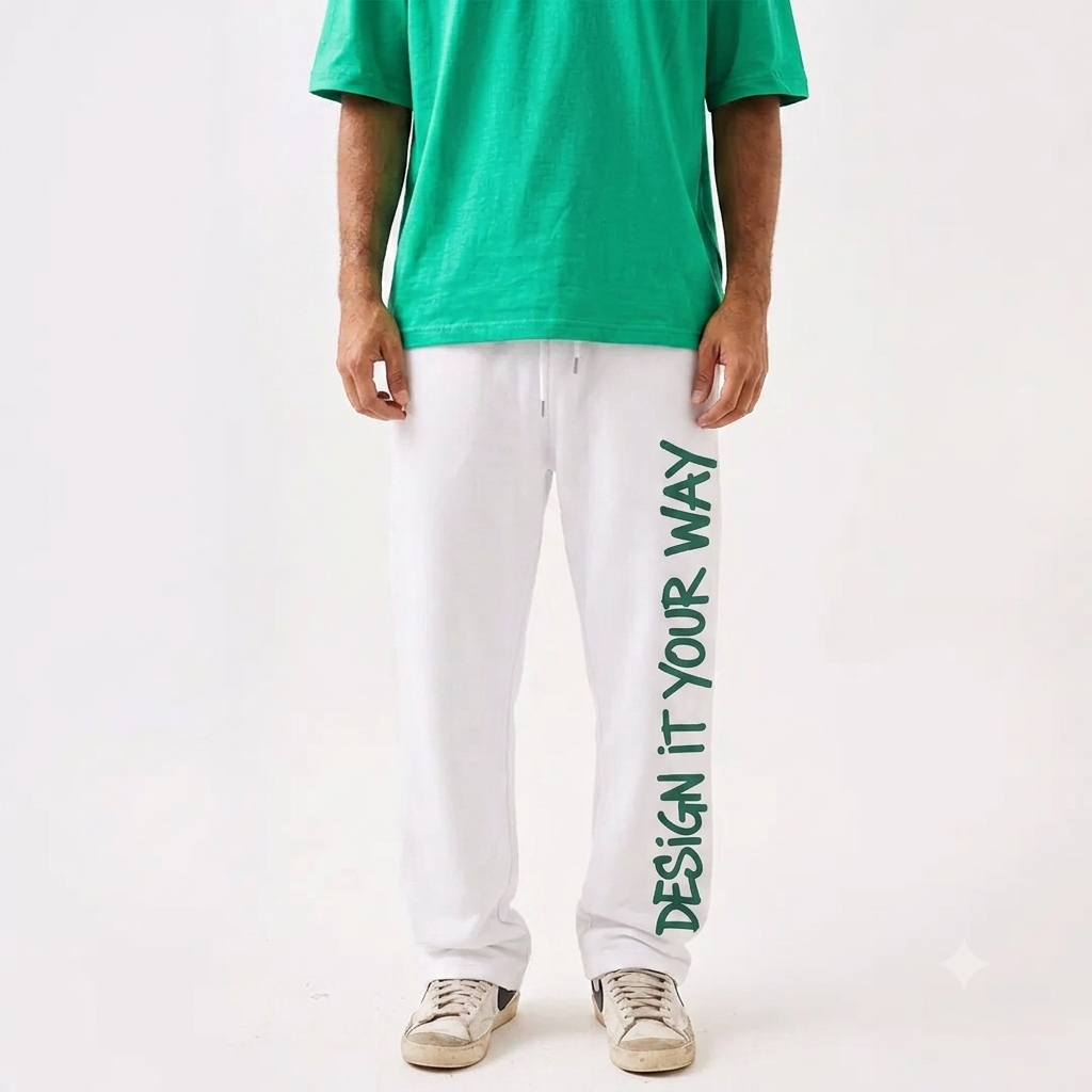 Custom straight leg sweatpants with personalized printed design