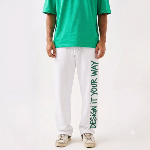 Custom straight leg sweatpants with personalized printed design
