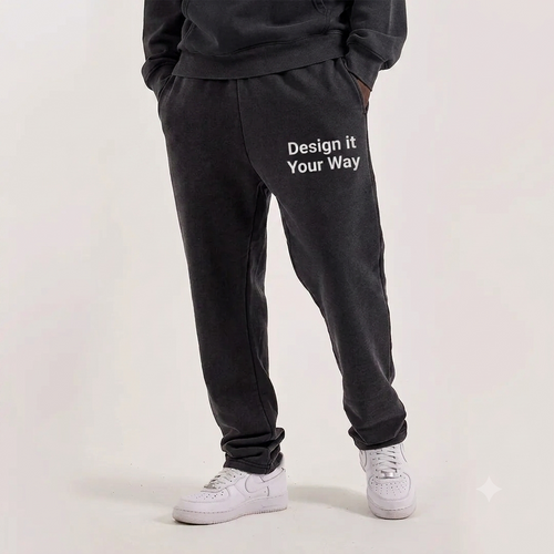 Custom Washed Milton sweatpants with personalized printed design