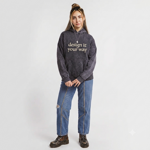 Custom washed oversized hoodie with personalized printed design