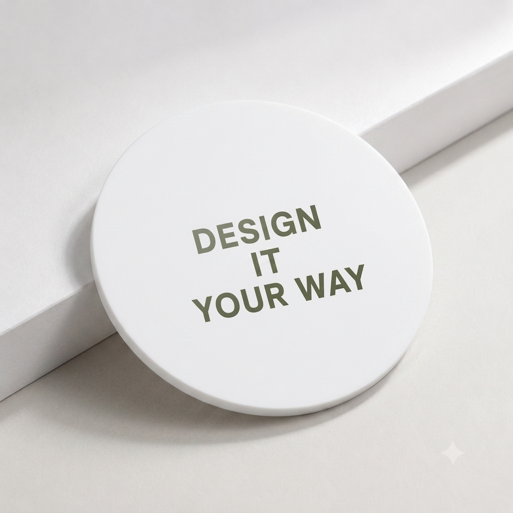 Round wooden coaster with custom artwork