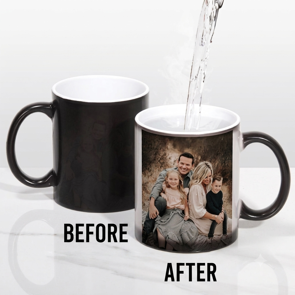 Custom magic mug with personalized heat-reveal design