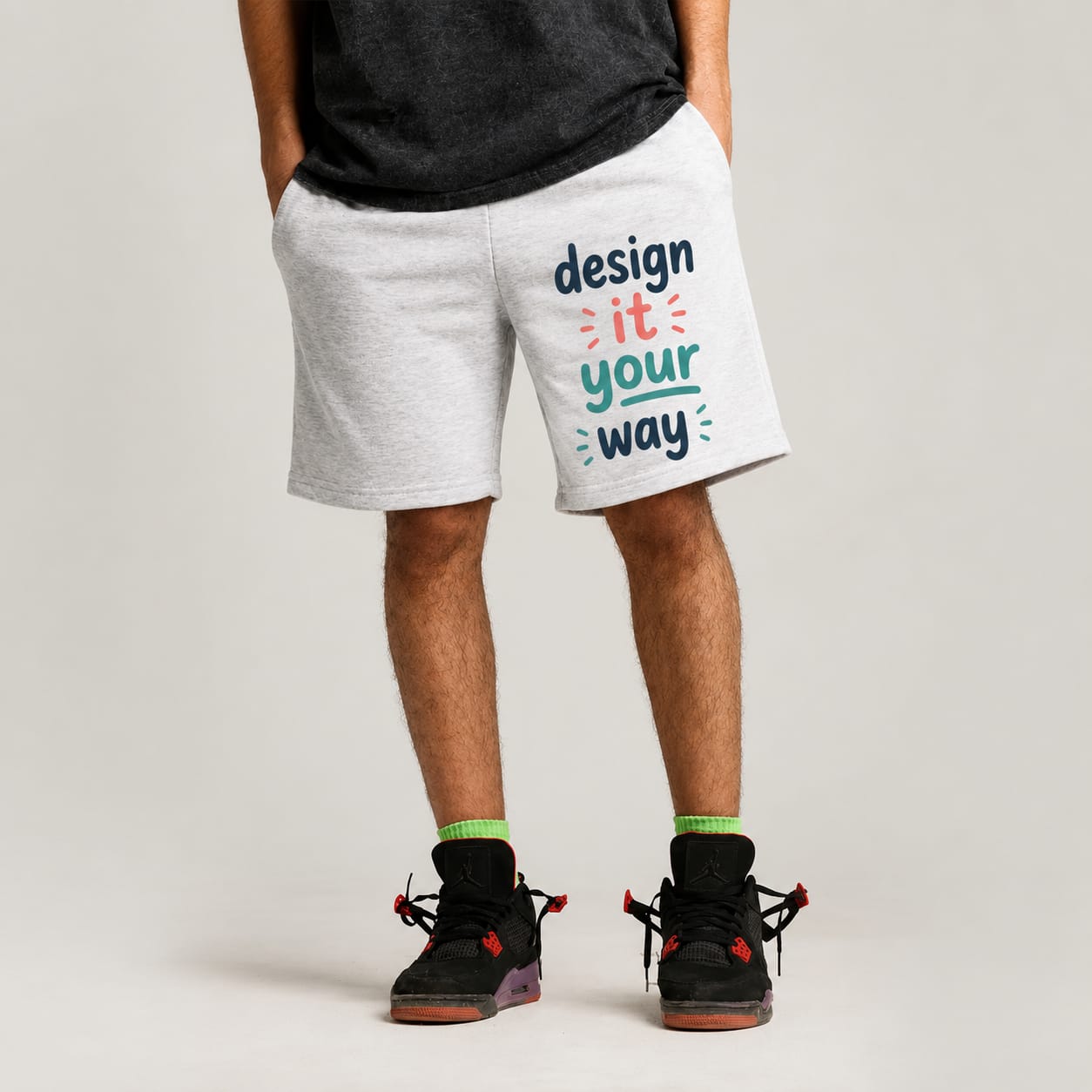Custom regular sweat shorts with personalized printed design