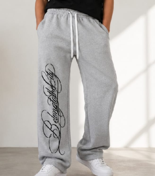 Custom straight leg sweatpants with personalized printed design
