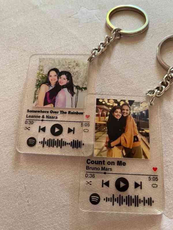 Custom acrylic keychain with personalized printed design