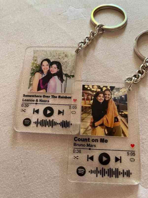 Custom acrylic keychain with personalized printed design