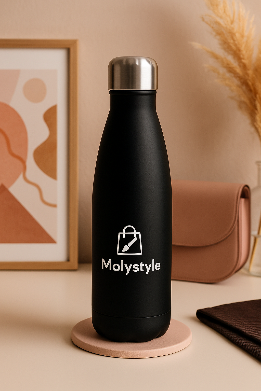 Molystyle – Matte Black Stainless Steel Water Bottle (Laser Engraved)