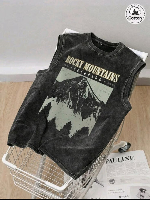 Custom washed oversized tank top with personalized printed design
