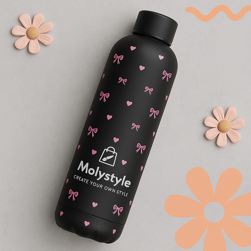Molystyle – Matte Black Stainless Steel Water Bottle (Laser Engraved)
