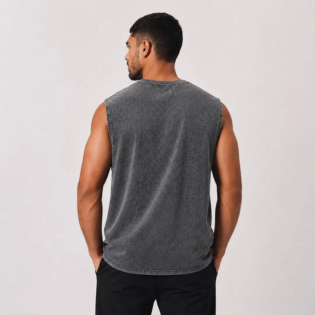 Custom washed oversized tank top with personalized printed design